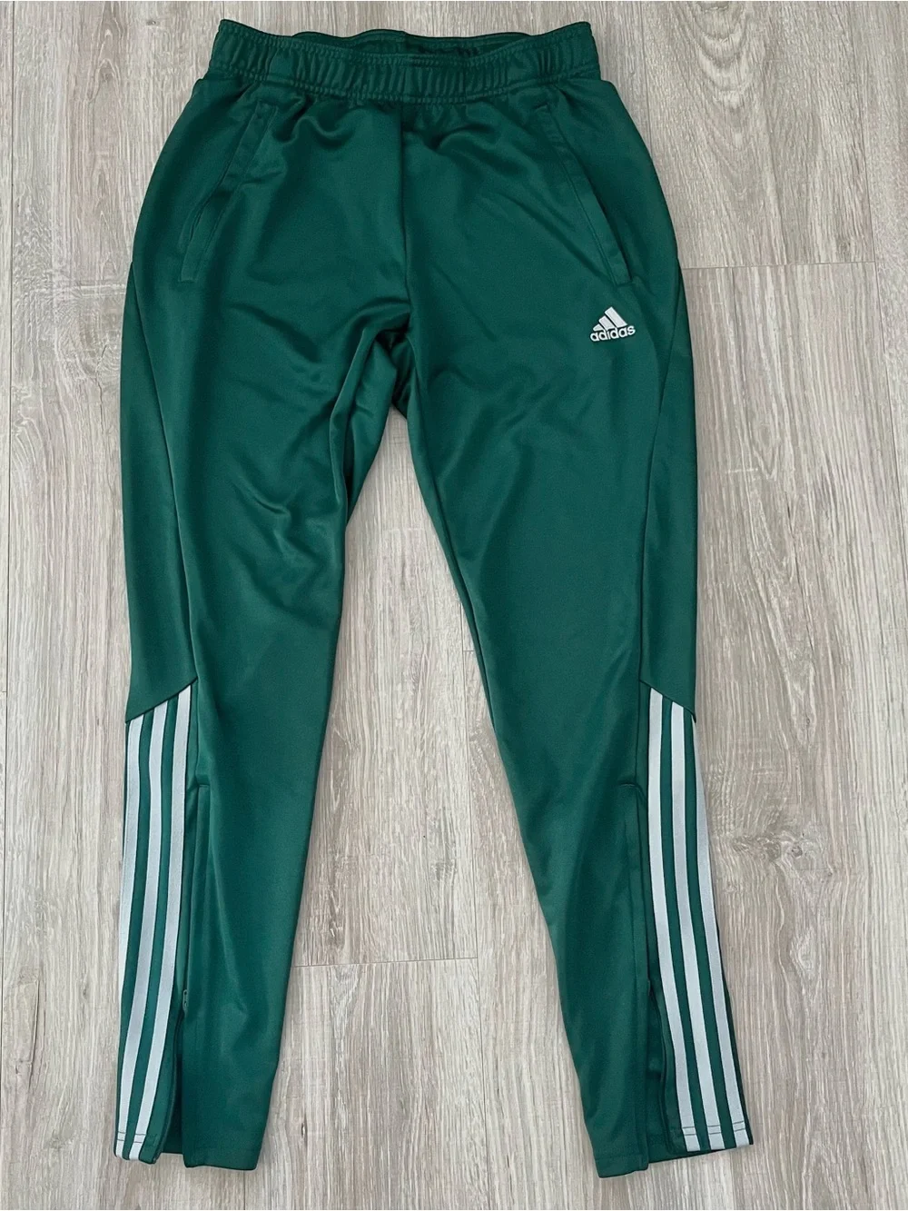 Adidas Green Track Pants with Side Stripes Sz M